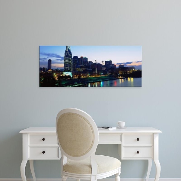 Easy Art Prints Panoramic Images's 'Buildings lit up at dusk, Nashville, Tennessee, USA' Premium Canvas Art