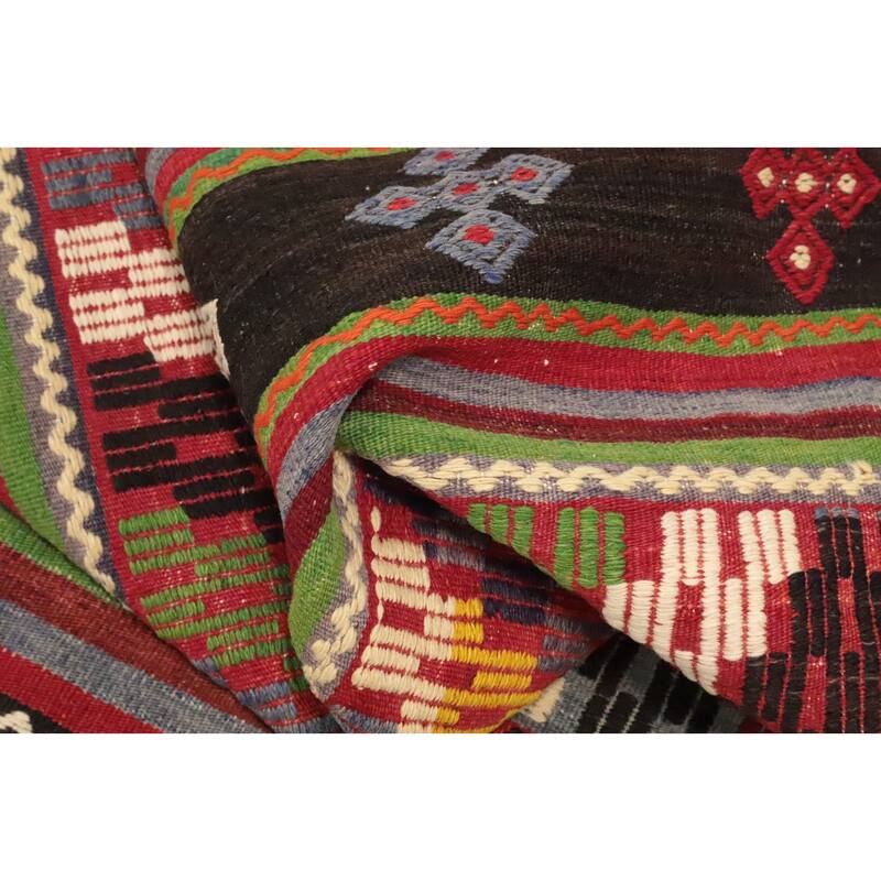 Hand Woven Oriental 100% Wool Carpet Southwestern Tribal Multi-Colored Kilim Area Rug - 10' 4'' X 5' 8''