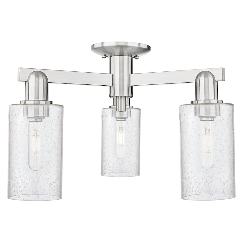 Innovations Lighting 716-3F-11-22 Clymer Semi-Flush Clymer 3 Light 22" - Brushed Satin Nickel / Seedy
