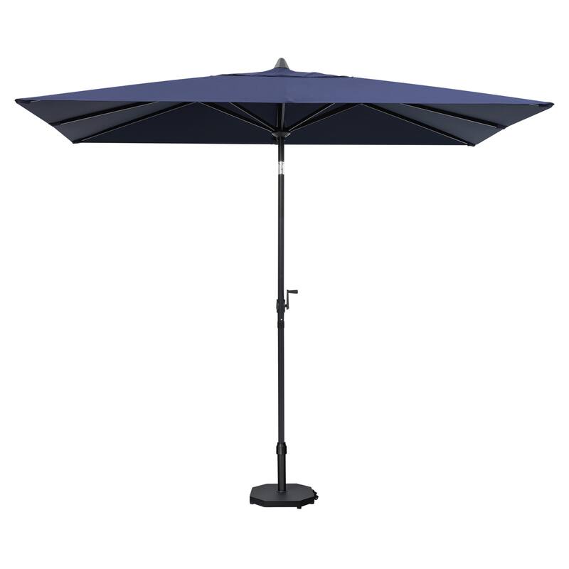 9 x 5 FT Outdoor Patio Rectangular Market Umbrella and Base Stand with Wheels
