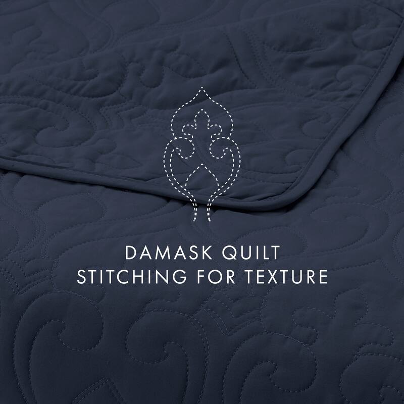 Soft Essentials Premium Ultra Soft Damask Pattern Quilted Coverlet Set