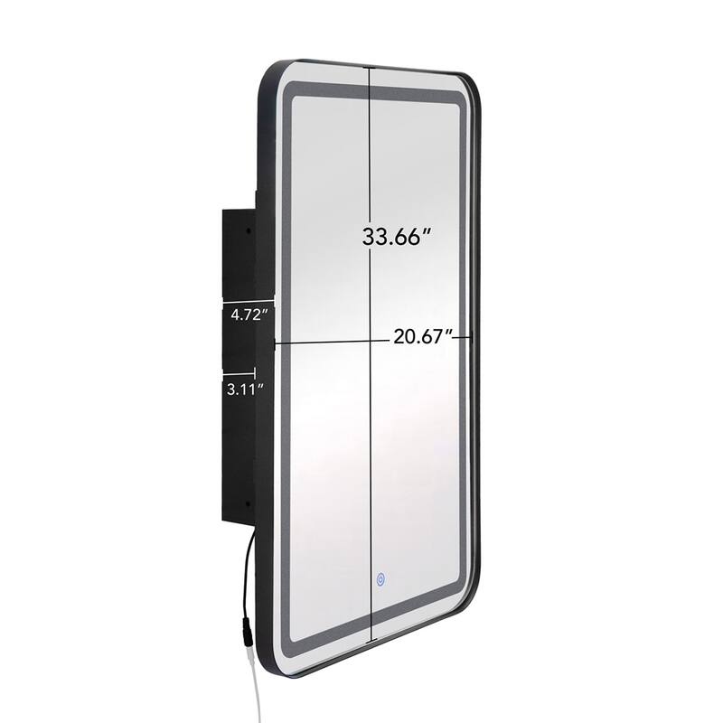 Rectangle Wall Mounted Medicine Cabinet Mirror with Storage and LDE