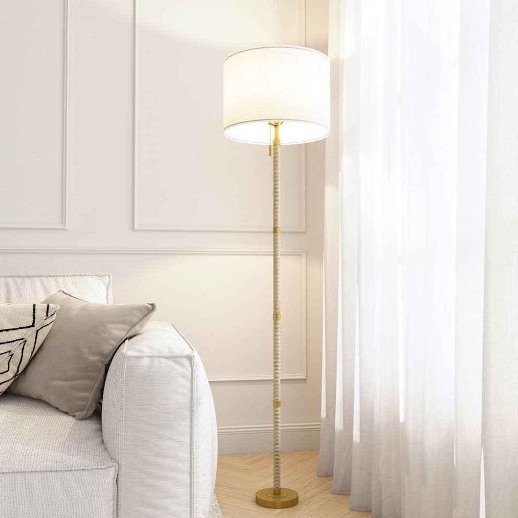 Acroma 61" Traditional Floor Lamp with Drum Lampshade - 1-light