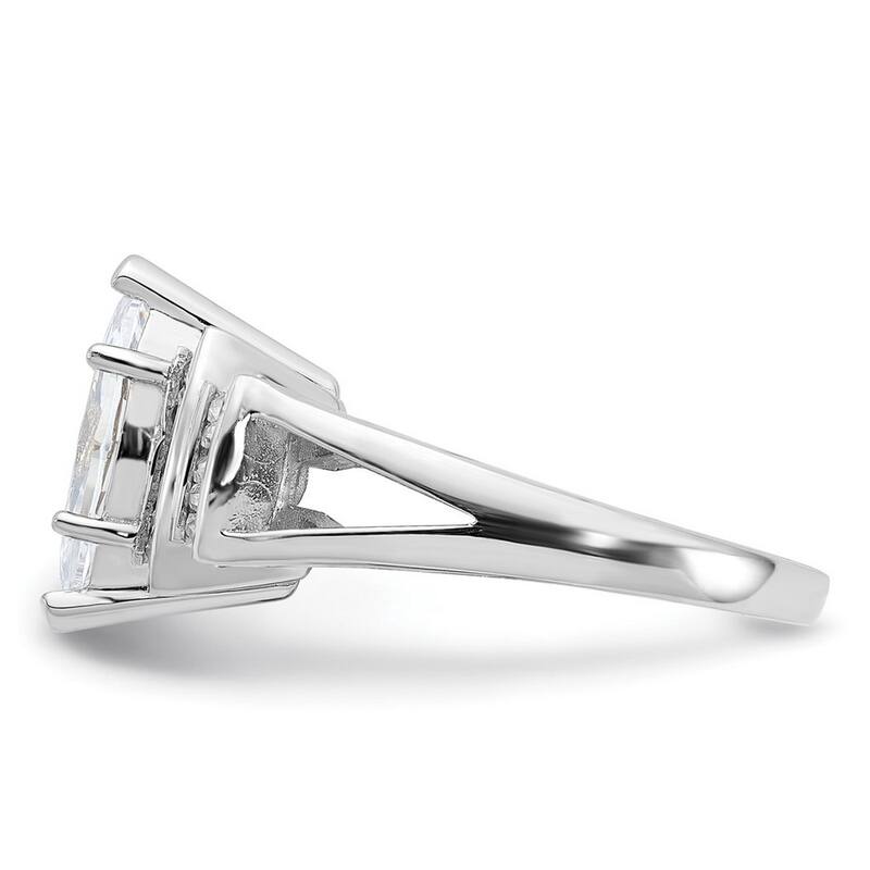 Curata 925 Sterling Silver Polished Marquise Open back CZ Cubic Zirconia Simulated Diamond Ring