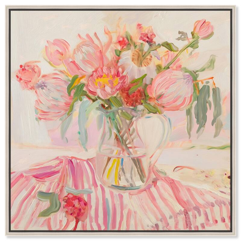 Candy Stripe Bloom Canvas by Art Remedy - 40" x 40" - Silver