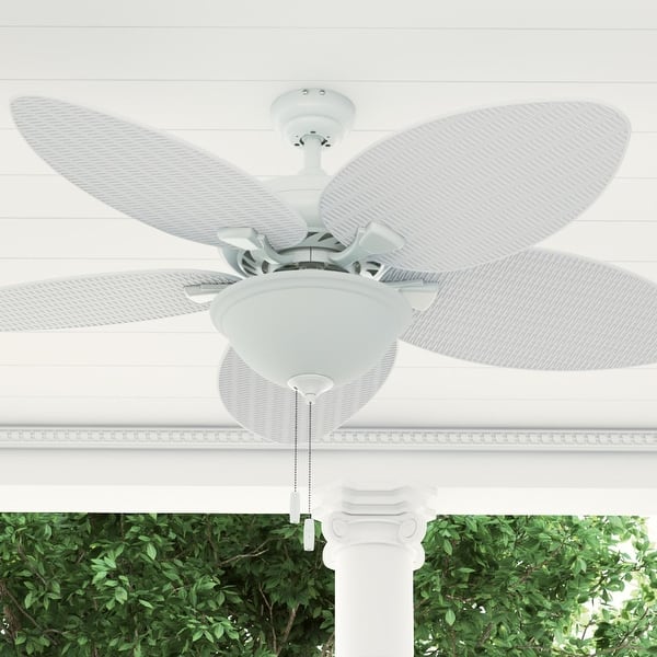 slide 2 of 7, 52" Prominence Home Palm Valley Tropical LED Ceiling Fan, White