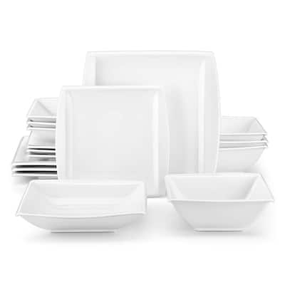 MALACASA Blance 16-Piece Square Dinnerware Set (Service for 4)