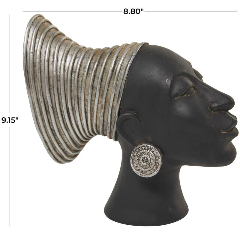 Sophisticated Black Polystone African Woman Sculpture