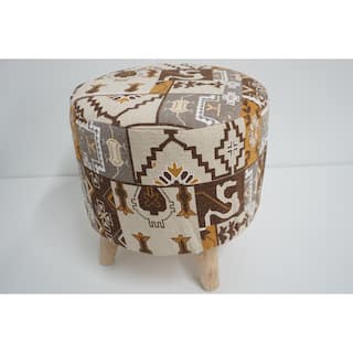 Home&Manor Wool Cotton Valeer Stool