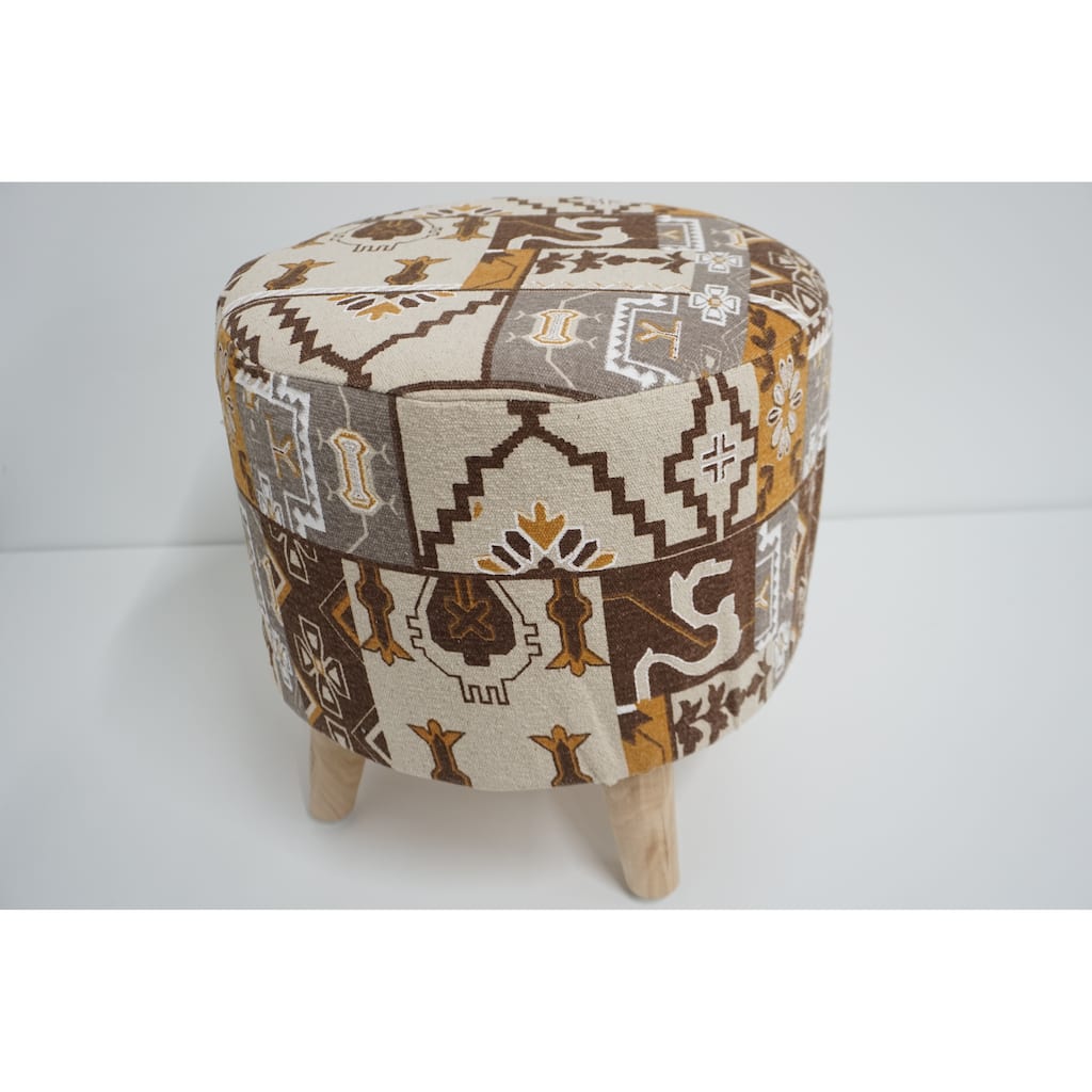 Home&Manor Wool Cotton Valeer Stool
