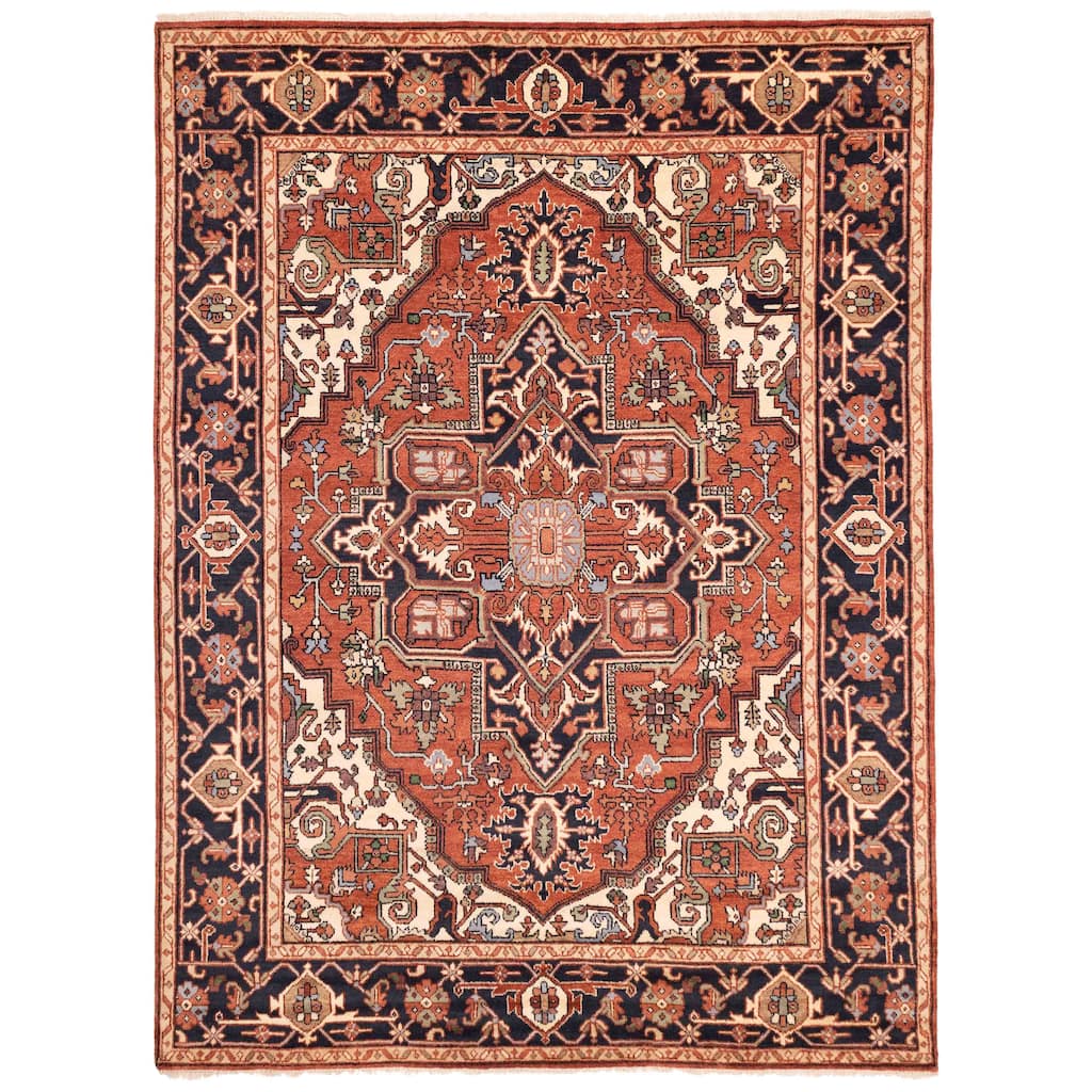 ECARPETGALLERY Hand-knotted Serapi Heritage Dark Copper Wool Rug - 8'11 x 11'8