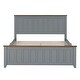 preview thumbnail 3 of 8, Full Size Wood Platform Bed Wooden Slat Support, Vintage Simple Bed Frame with Rectangular Headboard and Footboard, Grey