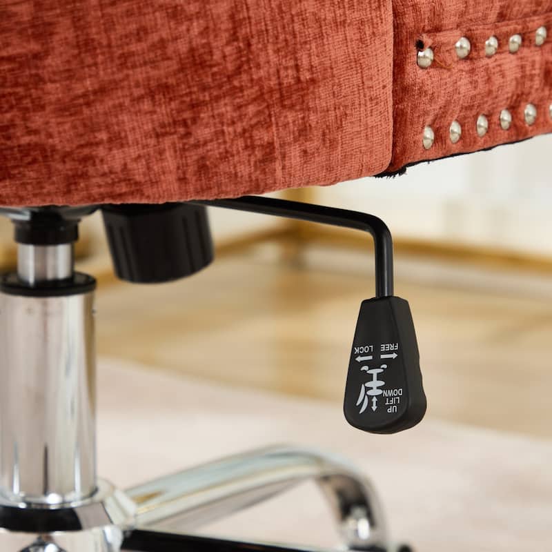 GDF Studio - Modern Chenille Tufted Upholstered Office Chair with Chrome Metal Base with Nailhead Trim and High-Rebound Cushion