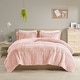 preview thumbnail 31 of 48, Leena Shaggy Faux Fur Comforter Set by Intelligent Design Blush - Full - Queen