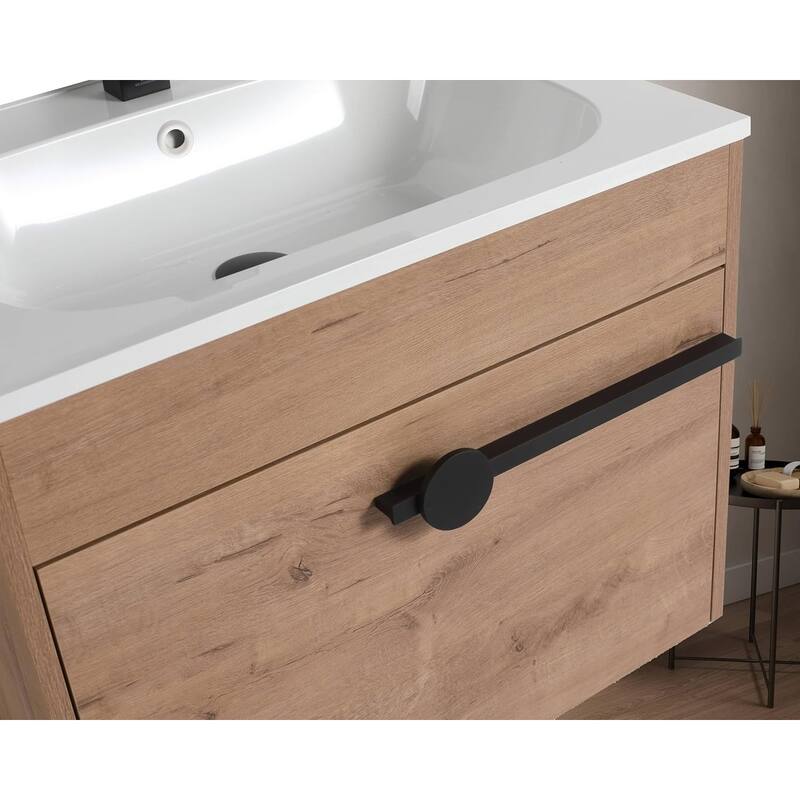 Blossom All-Wood Floating Bathroom Vanity with SMC Sink, Wall Mounted