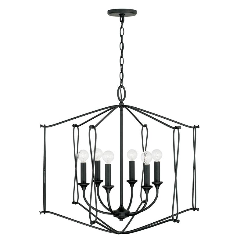 Bentley 28" 6-light Black Iron Foyer Pendant