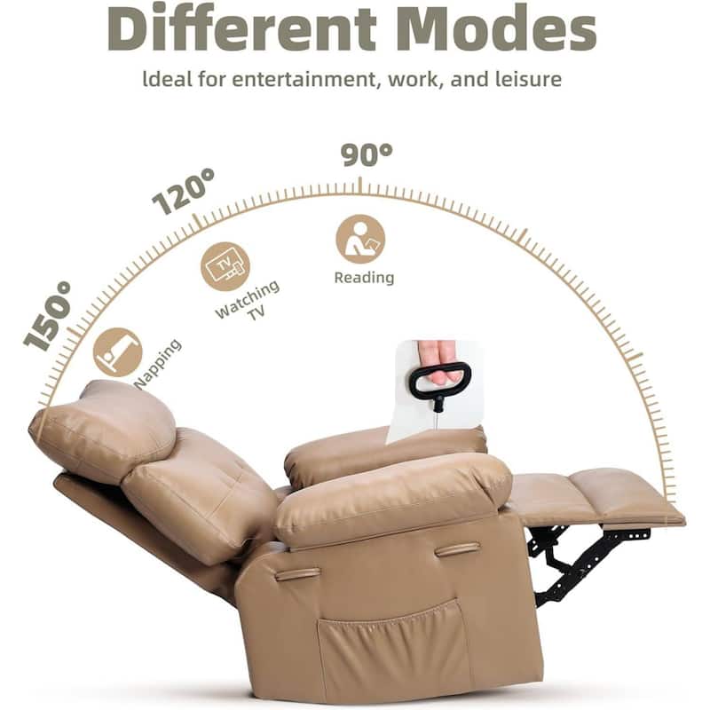 Oversized Wide Manual Recliner Sofa Chair with Foldable Armrests for Living Room Bedroom