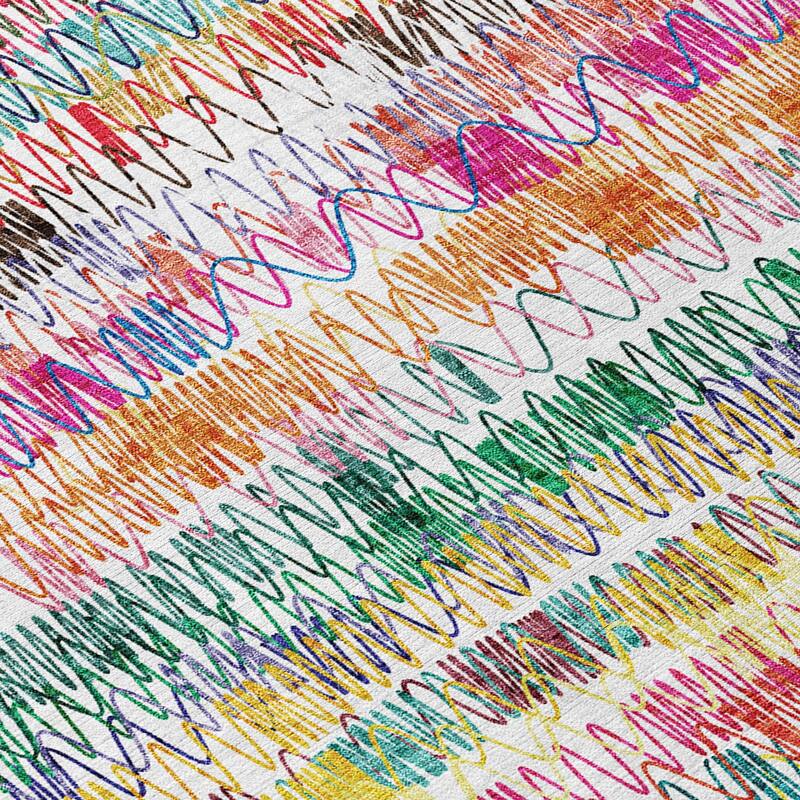 Machine Washable Indoor/ Outdoor Chantille Abstract Zig Zag Rug