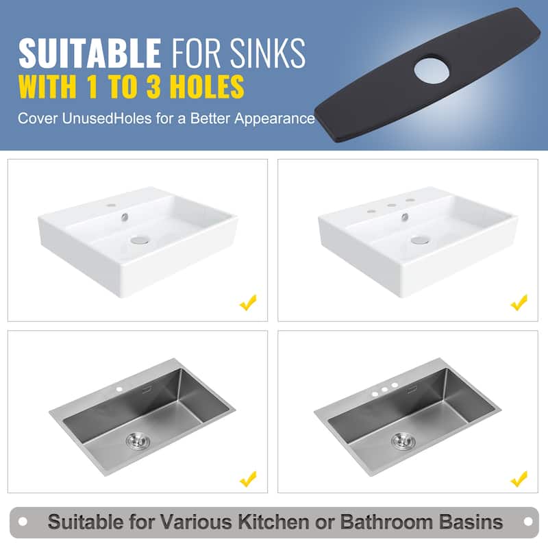 WOWOW 304 Stainless Steel Faucet Plate for 1 to 3 Hole Sinks