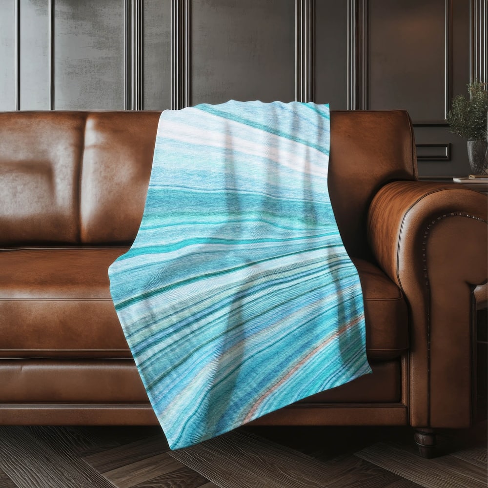 Premium Machine Washable Contemporary Stripe Sherpa Throw Blanket