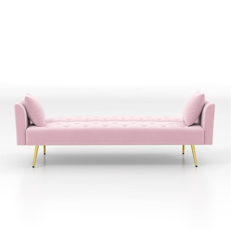 Convertible Sleeper Sofa Bed, Foldable Velvet Loveseat with Adjustable Backrest and Metal Legs, Cloud Chaise Lounge Couch