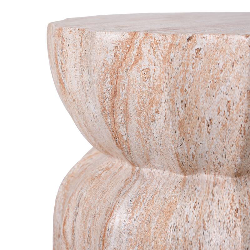 Christopher Knight Home - Modern Outdoor Lightweight Concrete Accent Side Table with Fluted Sculptural Hourglass Design