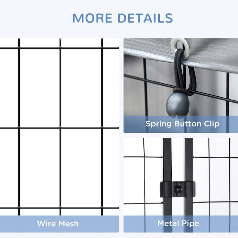 Pawhut Large Outdoor Dog Kennel Galvanized Steel Fence with UV-Resistant Oxford Cloth Roof & Secure Lock