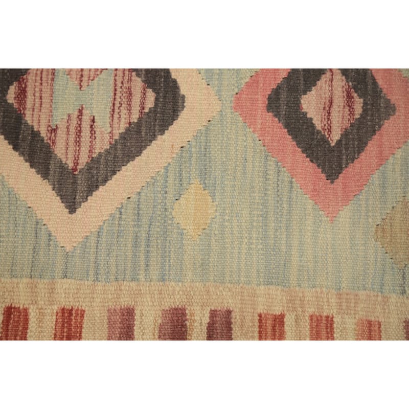 Hand Woven Oriental 100% Wool Carpet Southwestern Tribal Navy Blue & Blues Kilim Area Rug - 4' 0'' X 2' 0''