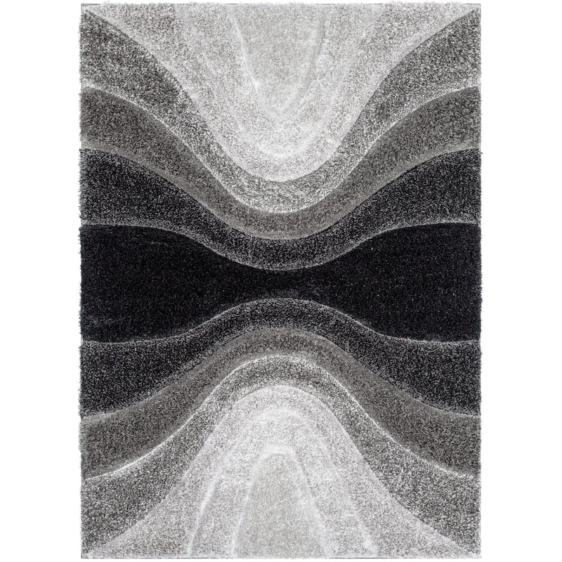 Well Woven San Francisco Luz Geometric Modern Carved Shag Area Rug