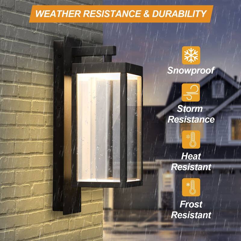 Outdoor Wall Lantern Exterior Waterproof Wall Sconce Light Fixture Integrated LED Wall Lamp with Clear Glass Shade