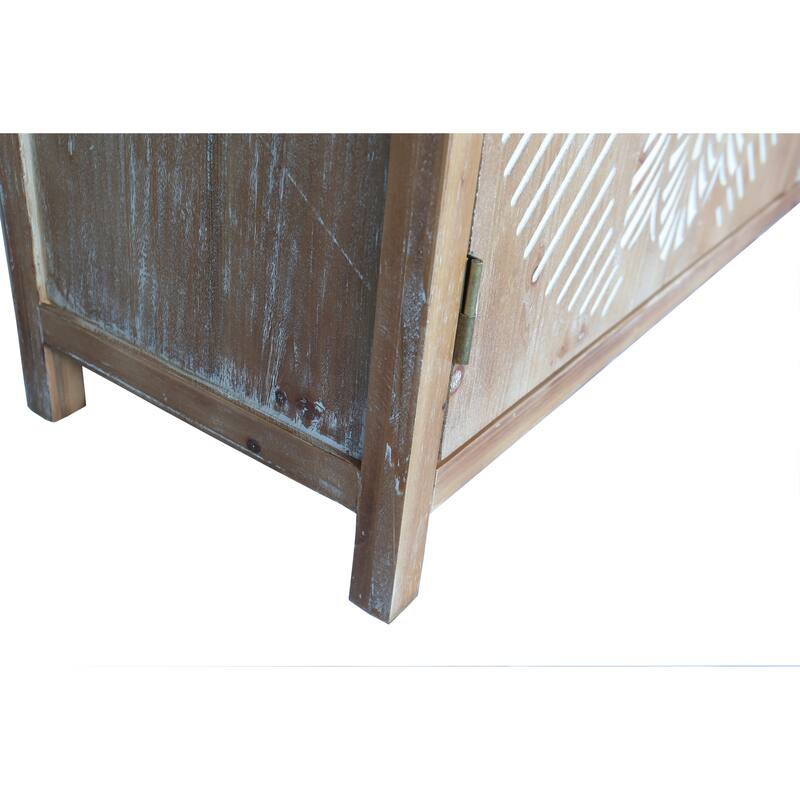 Accent Cabinet with 4 Doors, Pantry Cabinet Buffet Cabinet with Carved Doors, Wood Media Cabinet Console Cabinet