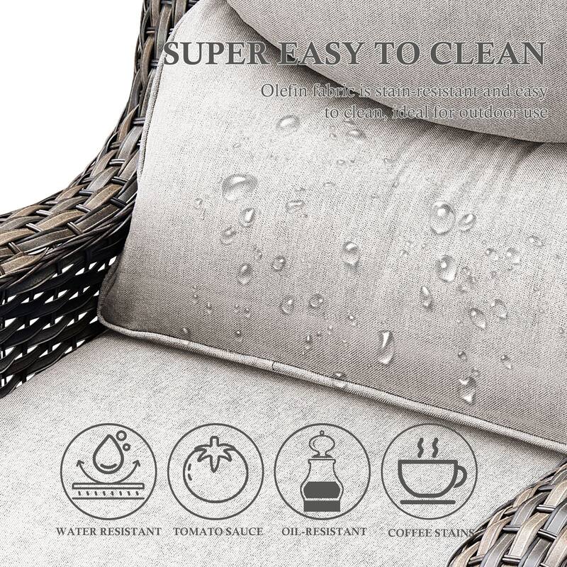 Arcadia 5-Piece Patio Conversation Set with 4 Swivel Glider Chairs and Wicker Square Fire Pit