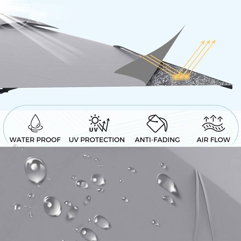 AECOJOY 10ft Solar LED Wall Mounted Outdoor Patio Umbrella, Rectangular Large Offset Cantilever Umbrellas with 180° Rotation