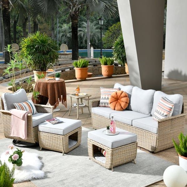 OVIOS 5-piece Pet-Friendly Multi-functional Patio Furniture Swivel