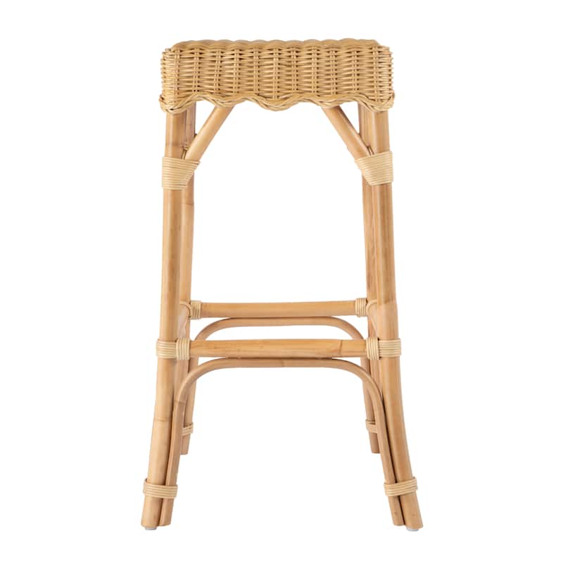 Flora Rattan Scalloped Bar Stool