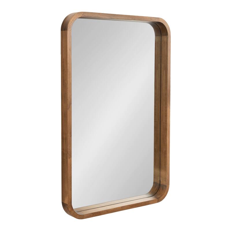 Kate and Laurel Hutton Wood Framed Radius Rectangle Mirror - 24x36 - Rustic Brown