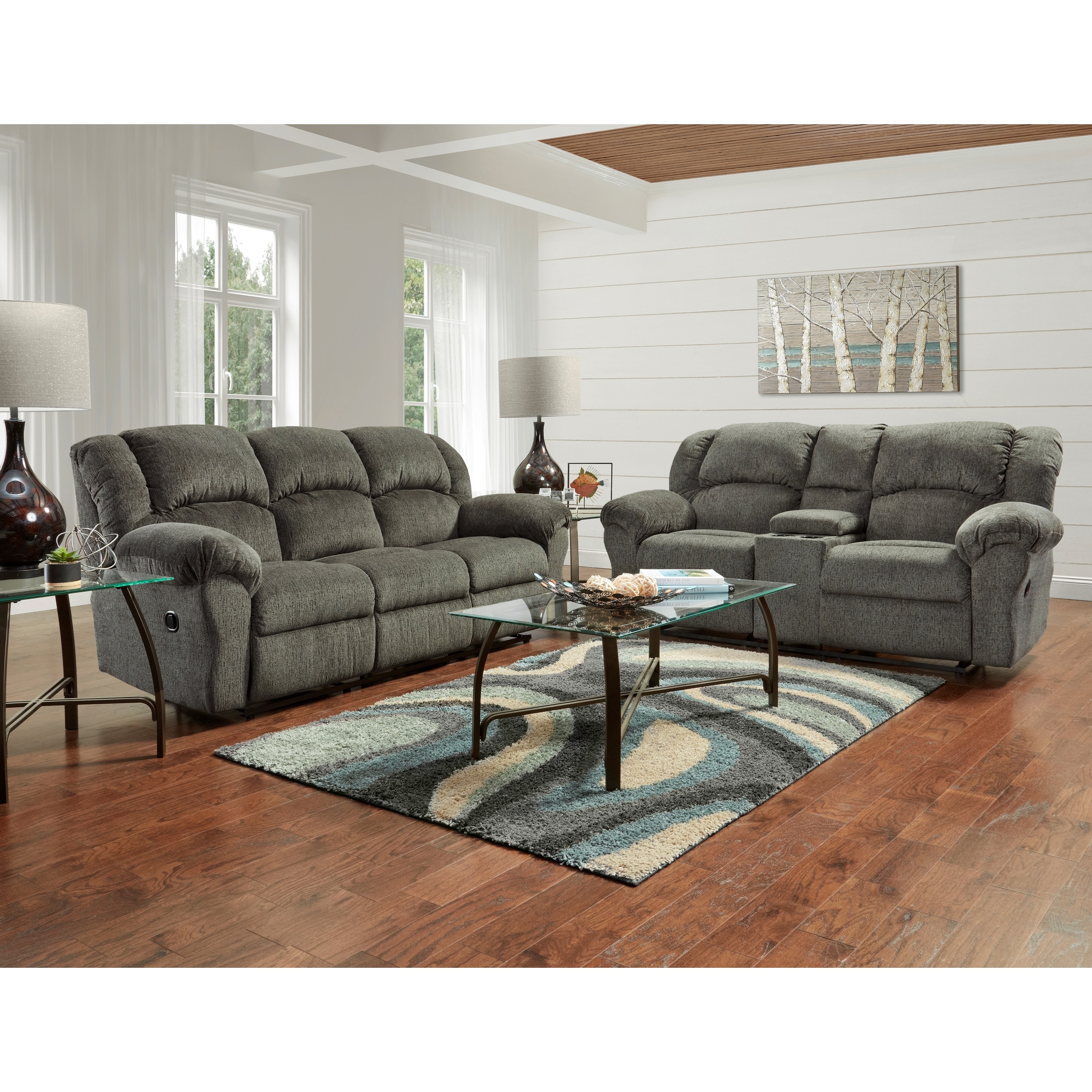 Gray microfiber couch shop and loveseat