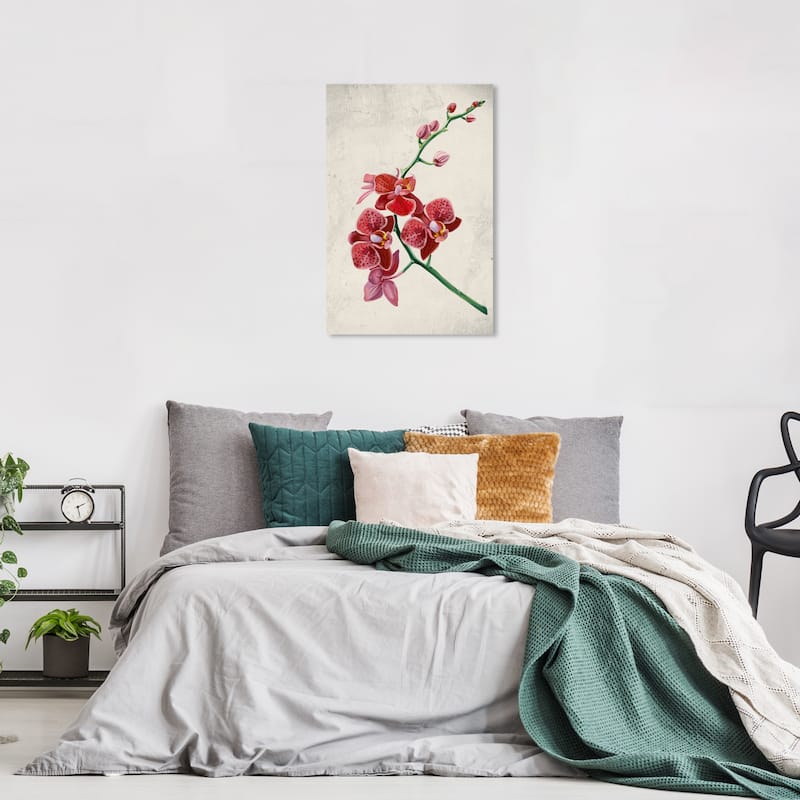 Wynwood Studio Canvas Floral and Botanical Blossoming Branch Red and Cream White Traditional Wall Art Canvas Print - Red, White - 24 x 16