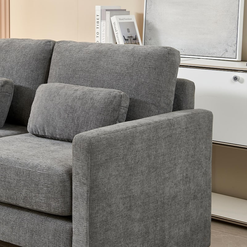 Love Seat with Back Cushions for Bedroom, Accent Sofa Couch with Square Armrests, Multifunctional 2-Seat Settee