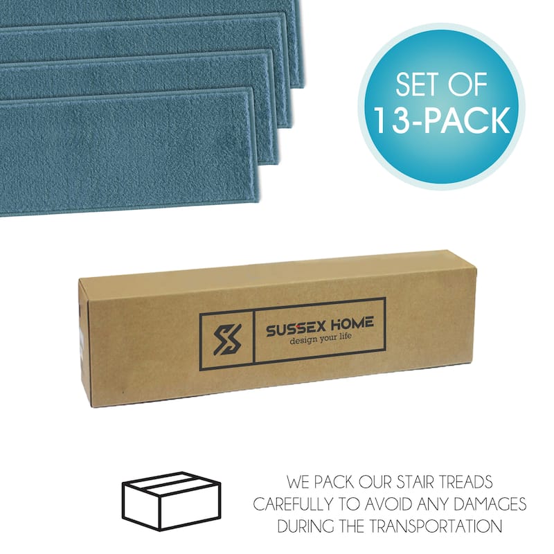 SUSSEXHOME Geometric Stair Treads with Easy to Install Double Adhesive Tape 9" x 28"