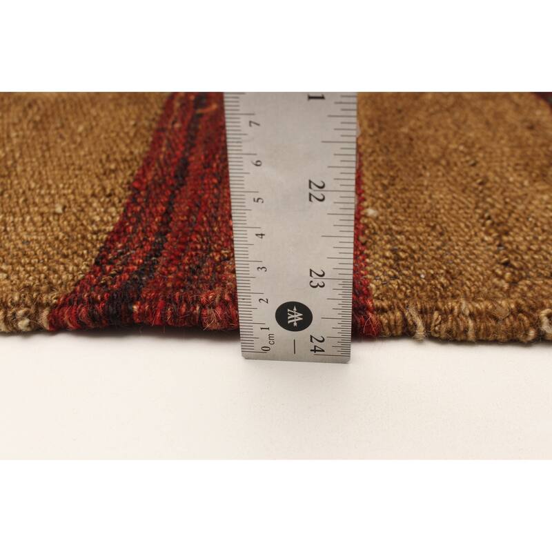 ECARPETGALLERY Flat-Weave Boho Brown, Red Wool Kilim - 6'5 x 9'4