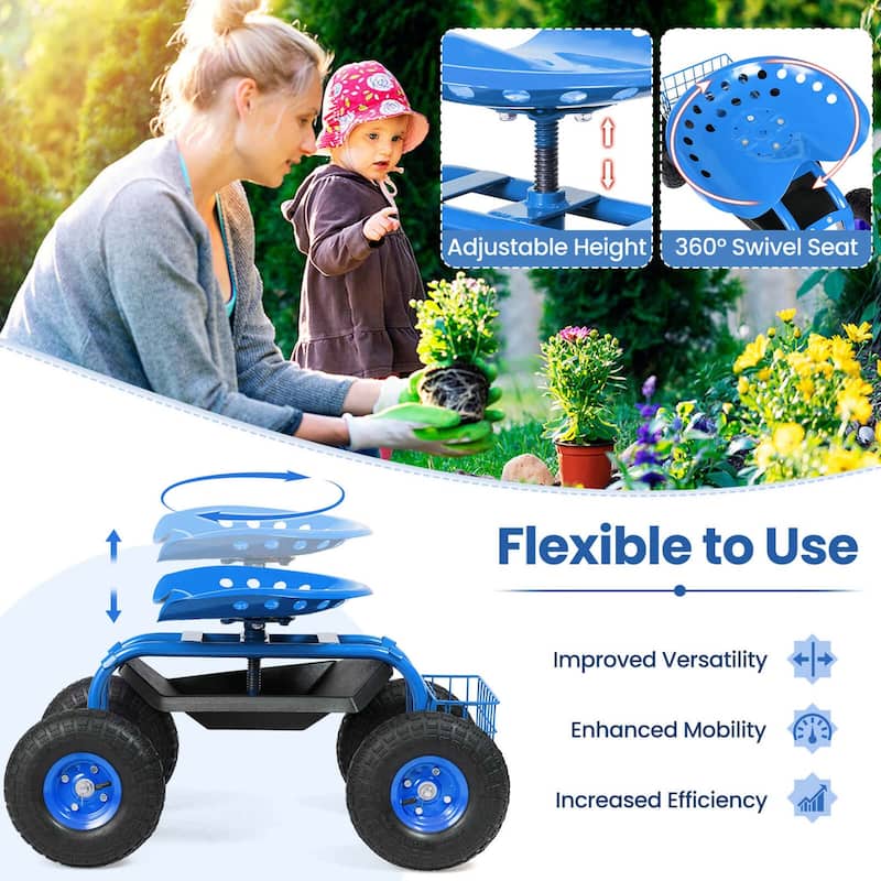 Costway Rolling Tray Gardening Planting with Work Seat Garden Cart - See Details