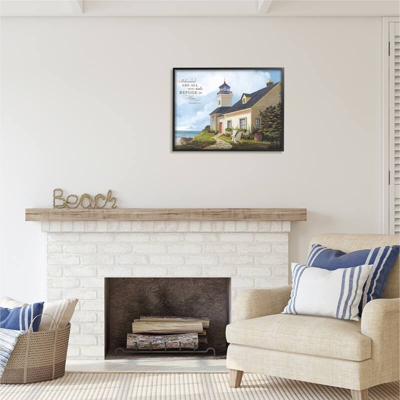 Stupell Religious Proverb Coastal Scene Framed Giclee Art Design by Michael Humphries