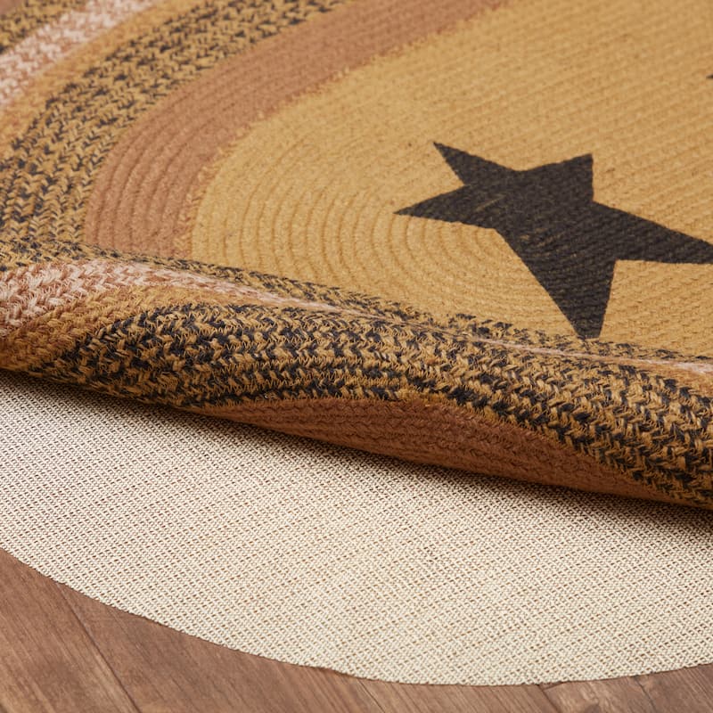 Kettle Grove Jute Rug Oval Stencil Star w/ Pad 36x60 - 3'x5'