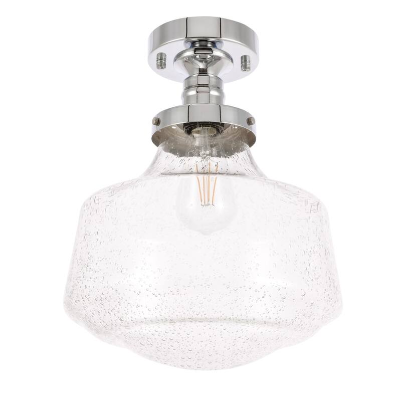 Klyle 1-Light Clear Bubble Glass Flush mount