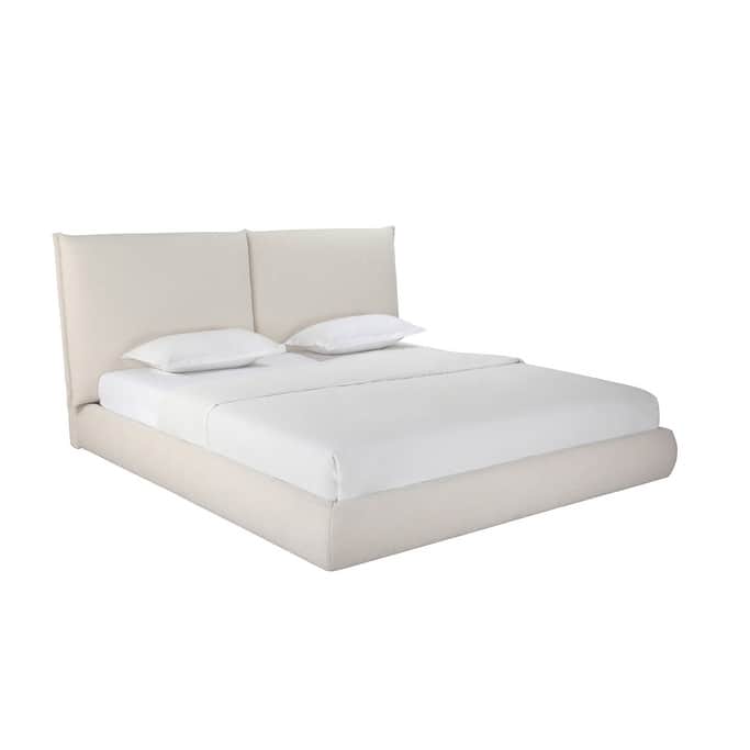 HomeRoots Beige Boucle Upholstered King Bed Frame