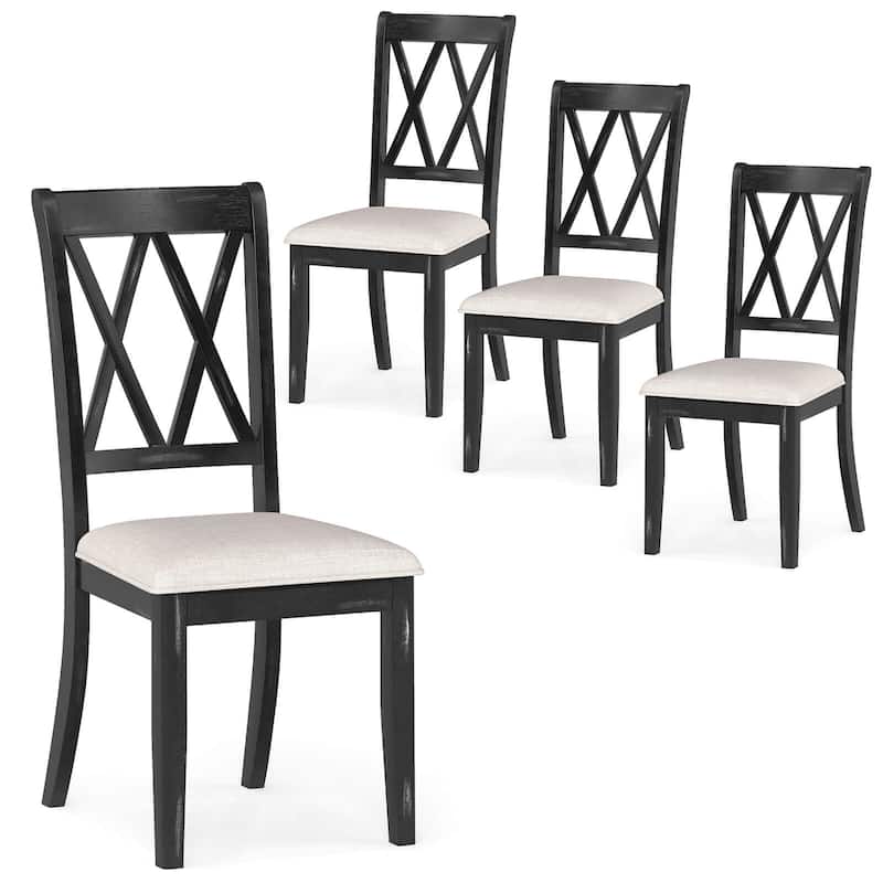 Costway 2/4 PCS Farmhouse Dining Chairs Modern Kitchen Chairs with - 4 PCS - Set of 4