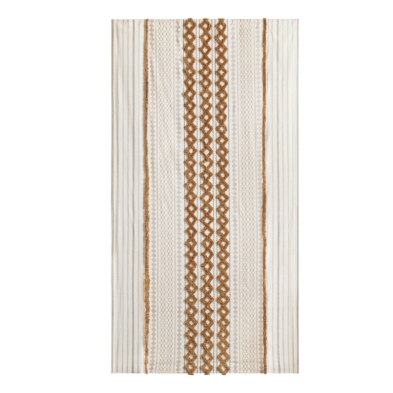 INK+IVY Imani Cotton Printed Single Curtain Panel with Chenille Stripe and Lining