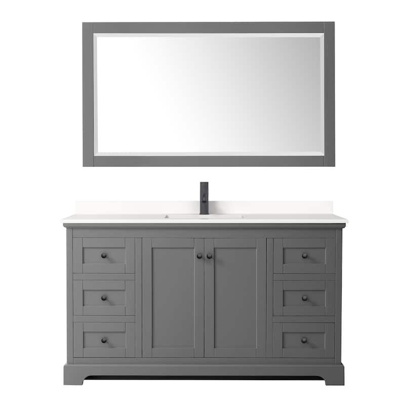 Avery 60-inch Single Vanity, Quartz Top, 58-inch Mirror