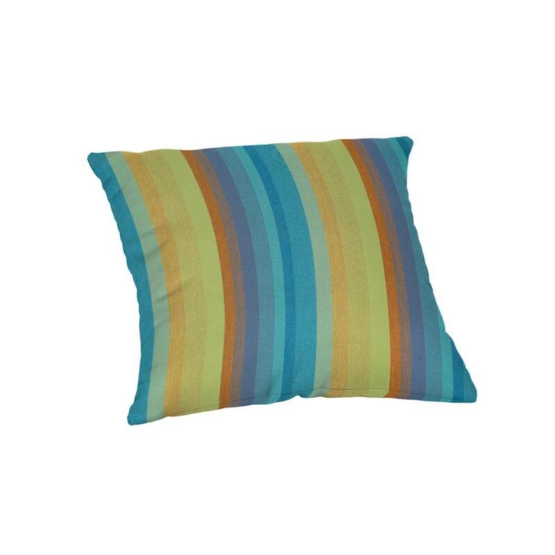 Sunbrella Stripe Fabric 1-Piece Indoor/Outdoor Square Throw Pillow, 18"W x 18"L, Astoria Lagoon - Astoria Lagoon